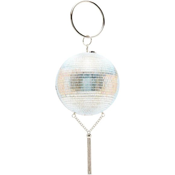 Dancin Queen Crystal-Embellished Disco Ball Bag with Detachable Chain Strap - Picture 2 of 5